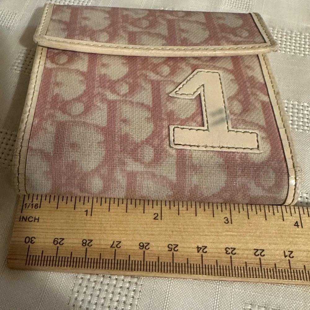 Christian Dior Pink and Cream trotter Logo tri fold Wallet number 1 vintage